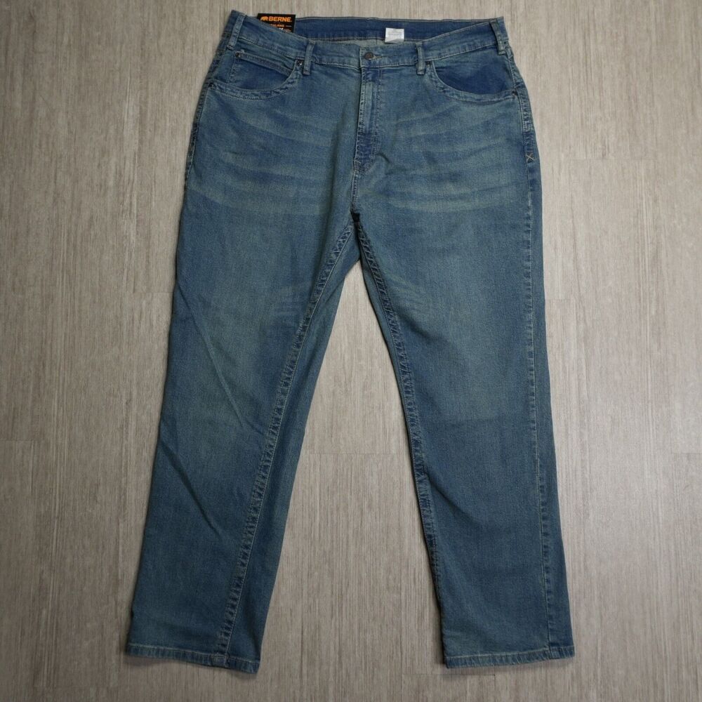 Berne Mens Relaxed Bootcut Jeans NEW Highland 42x30 Stone Wash 5 Pocket